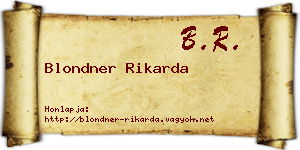 Blondner Rikarda névjegykártya
